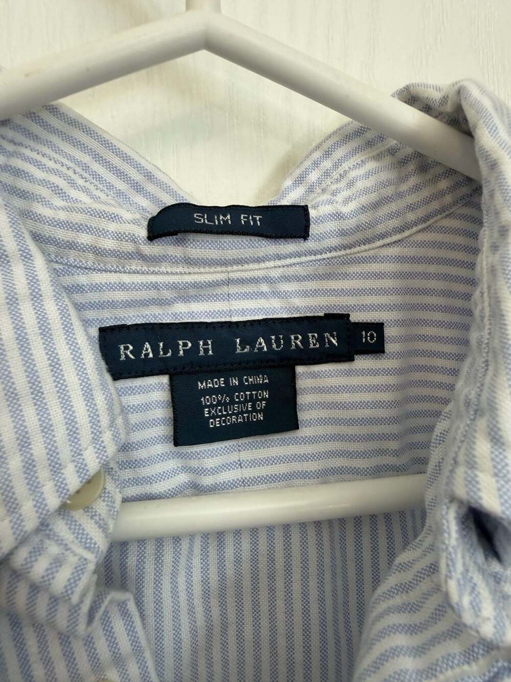 Ralph Lauren Blue and White Striped Long Sleeve Slim Fit Button Down Shirt - Picture 8 of 13